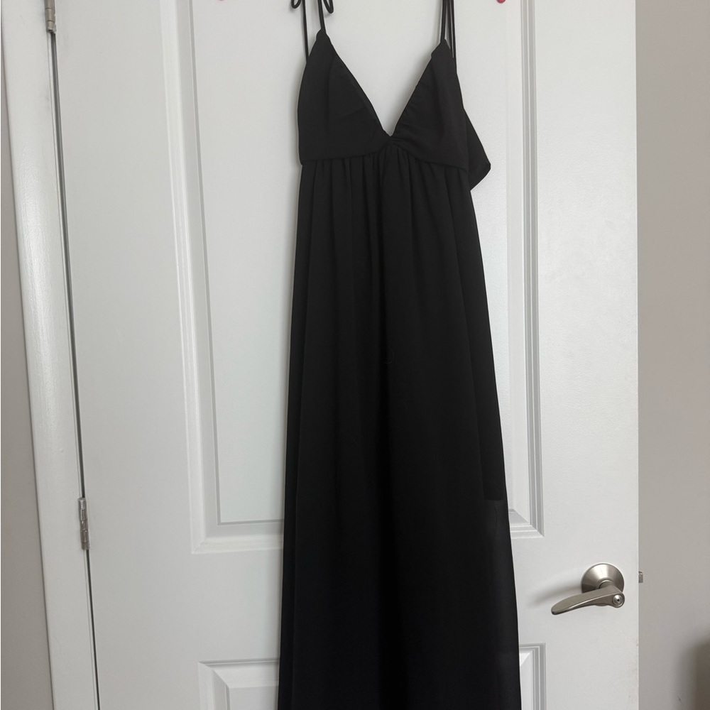 Fiesta Black Tie Strap Maxi Dress